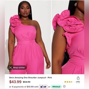 Fuchsia one shoulder jumpsuit